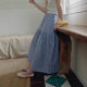 Lazy Style Morandi Floral Plaid-up Staggered Waist A- Line Skirt Women's Summer 2025