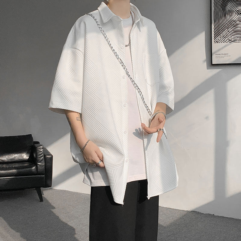 Japanese Style Salt Style Boyfriend Style Short-sleeved Shirt Men's Baroque Summer New Arrival Half-sleeved Casual Loose plus size Jacket Trendy