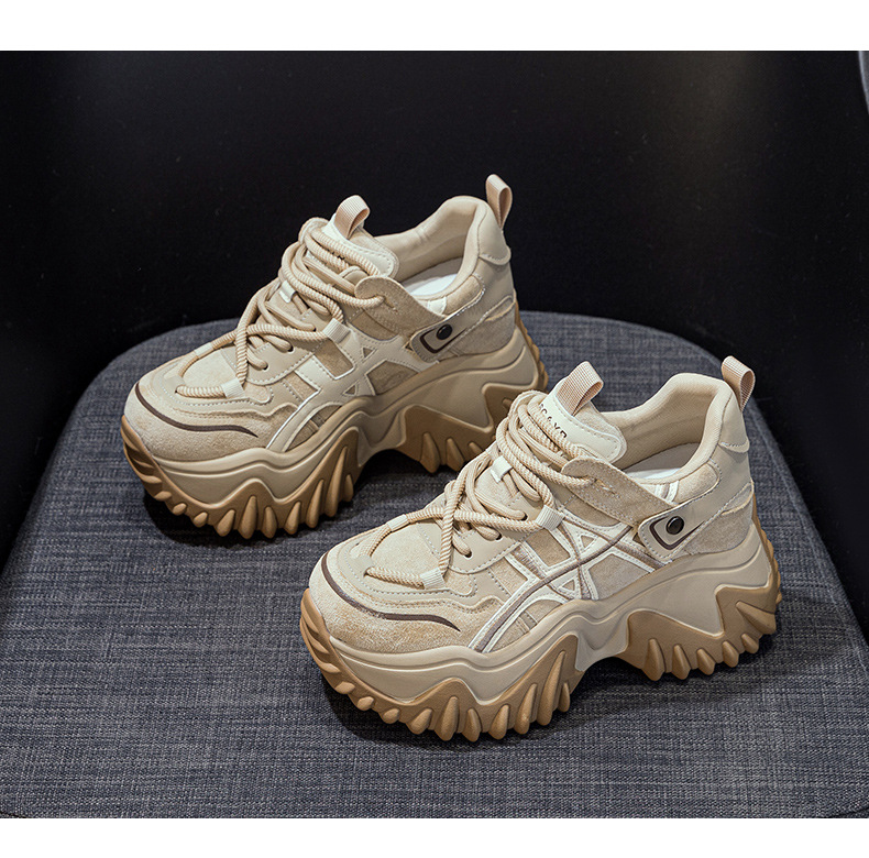 Giày sneaker nữ đế dày tăng chiều cao phong cách Hàn Quốc mùa thu đông 2026 — 5006-1 lót lông nâu, 5006-1 lót lông đen, 5006 một lớp màu kem, 5006 một lớp nâu chi tiết 23