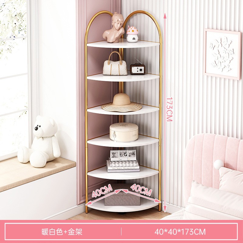 Estantería piso hogar sala de estar simple estante de almacenamiento esquina estantería integrada pared multi-capa Esquina de almacenamiento de hierro rack