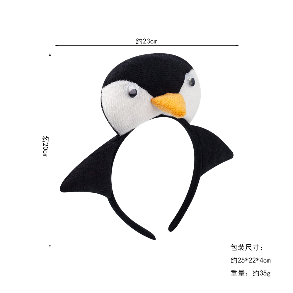 Halloween animal marino rendimiento apoyos diadema pequeño pingüino negro diadema niño rendimiento horquilla mascarada