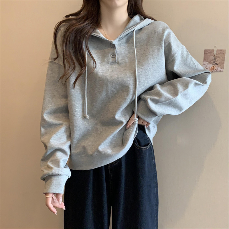 春と秋の女性用の新しいクロスボーダースウェットシャツ、薄くてゆったりとした韓国スタイルの多用途の長袖パーカートップジャケット、ドロップシッピング