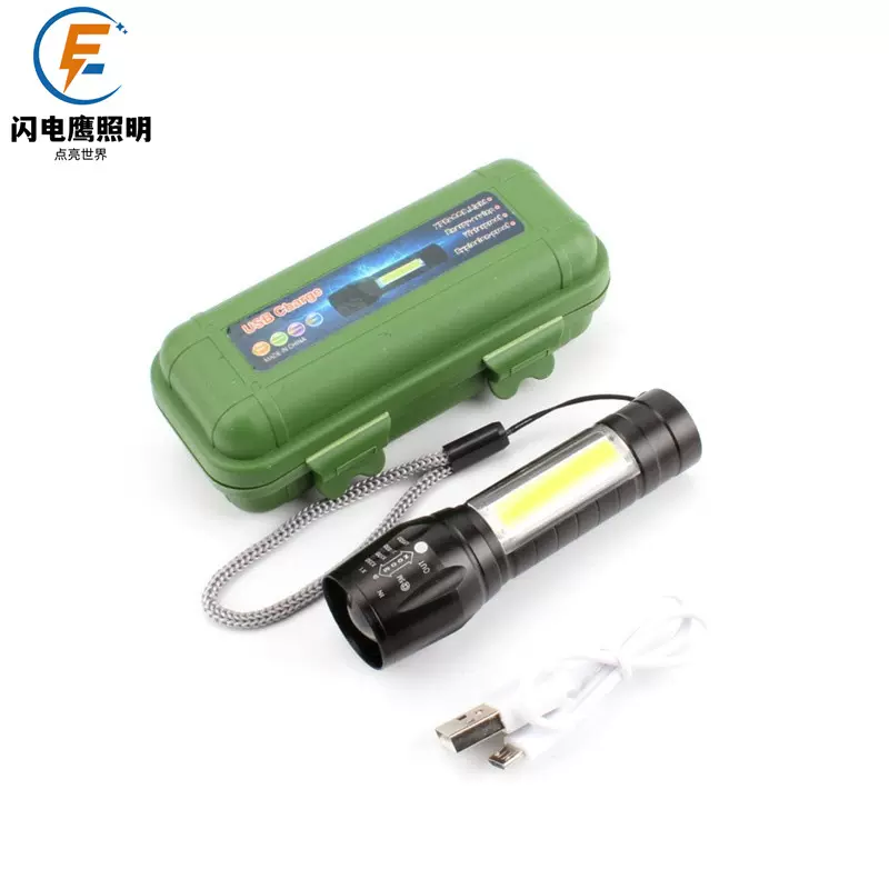 跨境新款手电筒511COB迷你强光带侧灯工作灯USB充电户外照明礼品