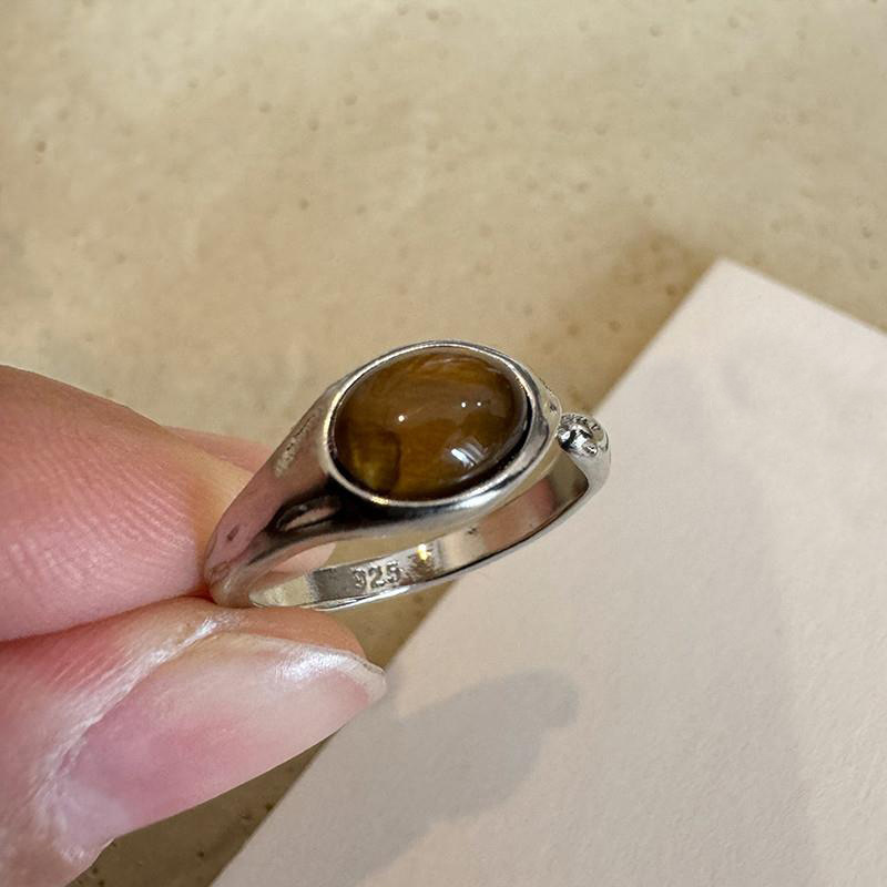 Anillo de apertura de espiga de circonio de vintage medieval anillo de todo fósforo de nicho femenino joyería de alta gama de lujo ligero retro