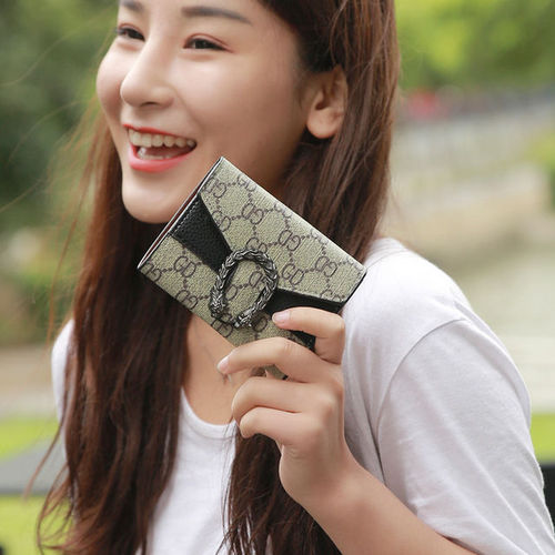 ins new Dionysus simple European and American women's wallet women's short three-fold small wallet women's coin purse card holder wallet