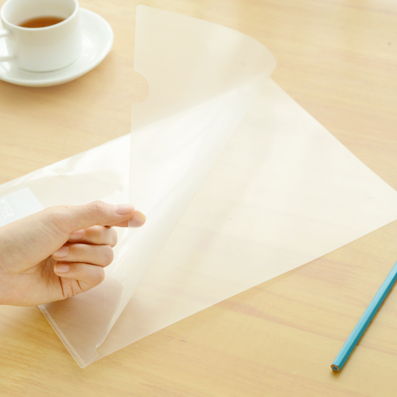 Deli5706 File Sleeve A4 Transparent Single-page Folder Archive Bag L-shaped Information Bag Bill Storage Express Bag