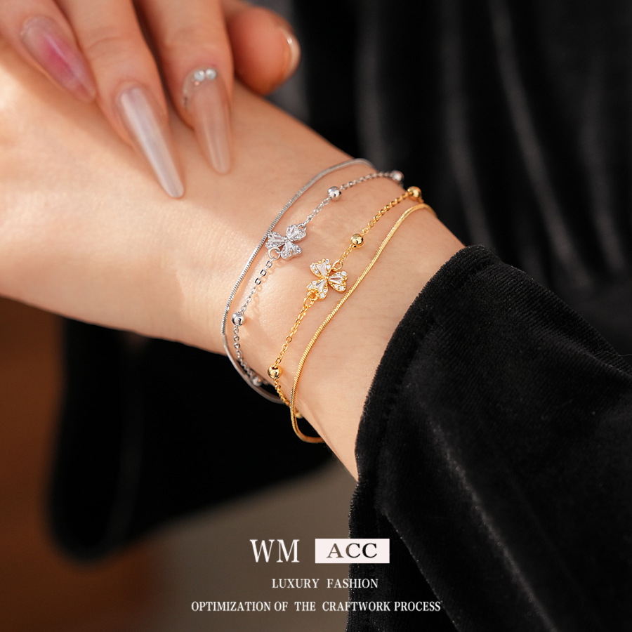 Oro verdadero pulsera de flores de trifolios de piedra pulsera de lujo ligera pulsera de alta calidad moda exquisita joyas al por mayor image 3