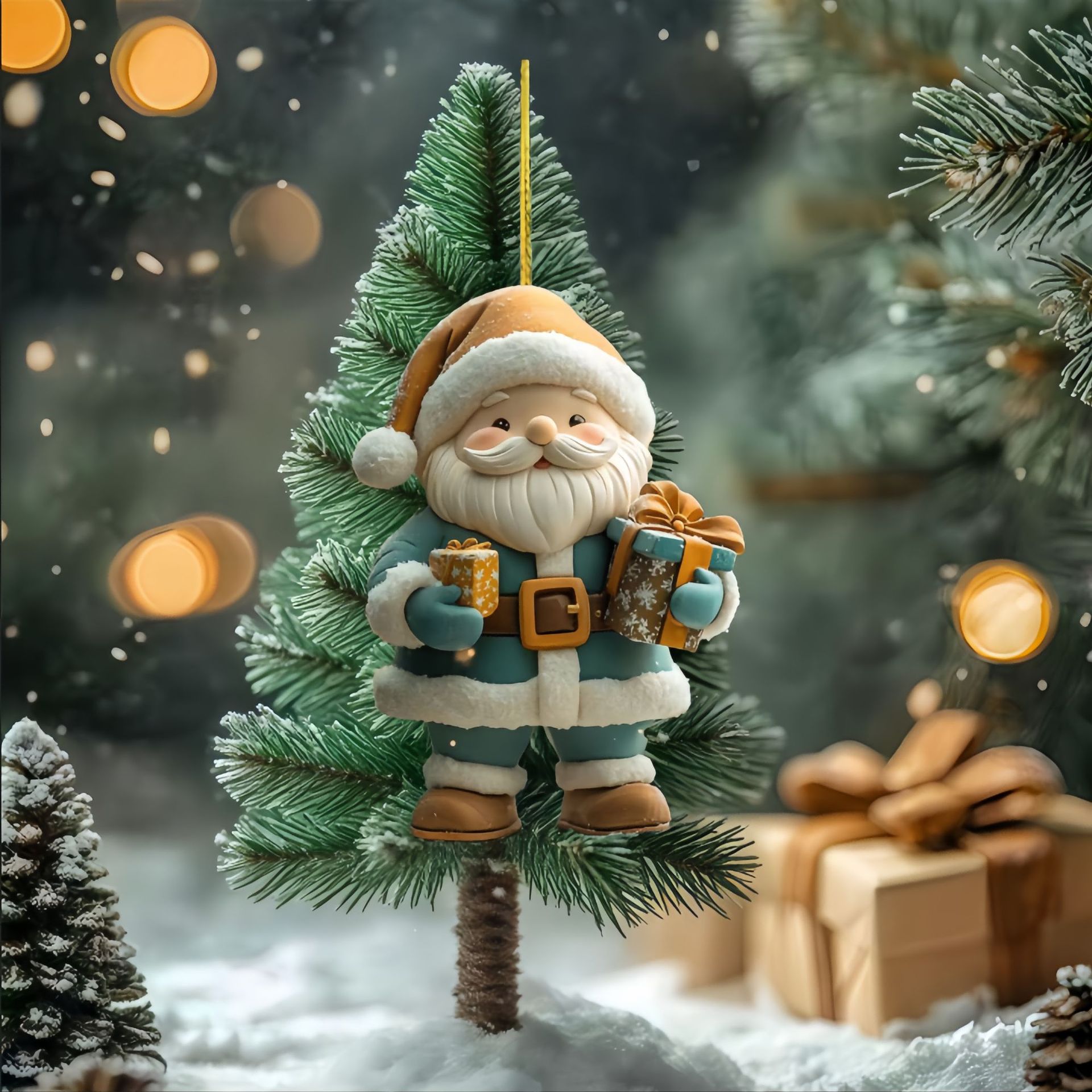 Acrílico plano transfronterizo colgante de Navidad Santa serie decoración del árbol de Navidad automóvil colgante acrílico