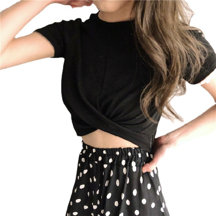 Instagram white short sleeved T-shirt summer casual bottom shirt student Korean women's clothing_voghion.com