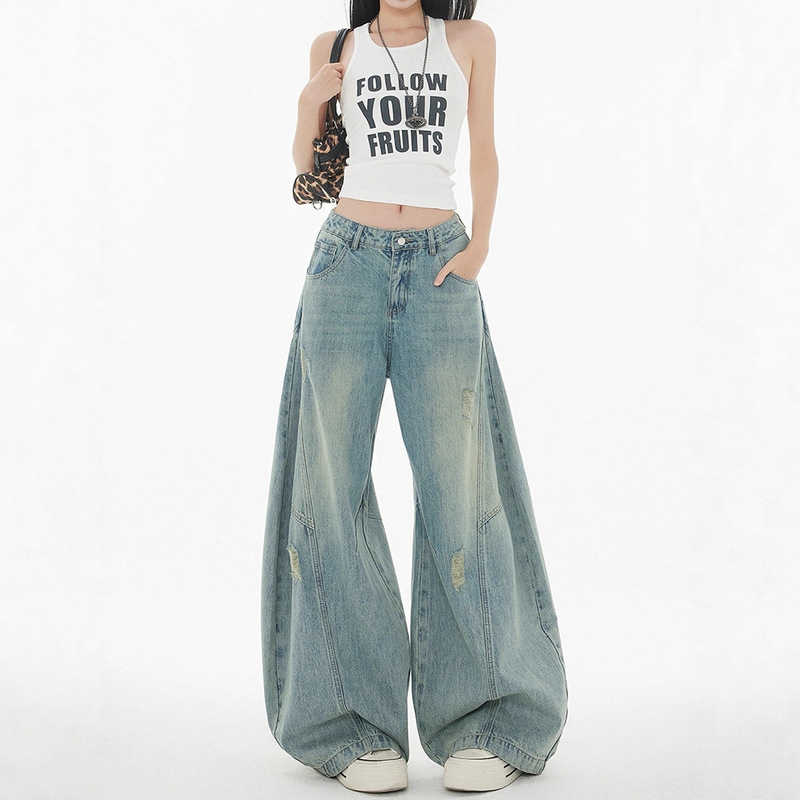 2026 New Style Women's Spring and Summer Loose Denim Scimitar Jeans, Wide-Leg Slimming High-Waisted Pants for Women 2026 New Style Women's Spring and Summer Loose Denim Scimitar Jeans, Wide-Leg Slimming High-Waisted Pants for Women