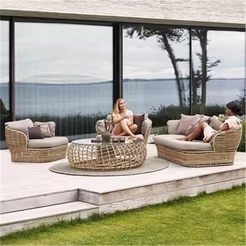 Sofá al aire libre combinación patio hotel terraza villa B & B ocio silla de mimbre exterior impermeable protector solar muebles de ratán