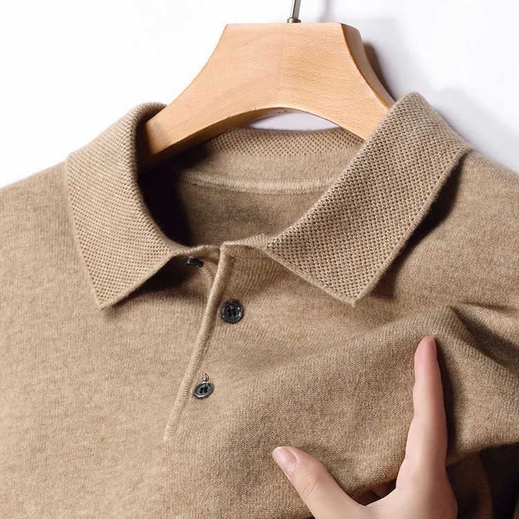 Autumn and Winter Men's Business Casual Middle-Aged Lapel Solid Color Knit Sweater Casual Fashion Trendy Wholesale Dropshipping Autumn and Winter Men's Business Casual Middle-Aged Lapel Solid Color Knit Sweater Casual Fashion Trendy Wholesale Dropshipping