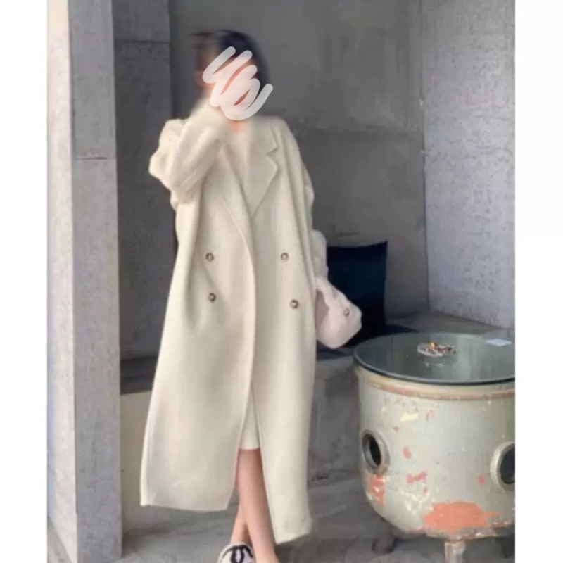 [High version alpaca velvet] high-end Korean style versatile cocoon double-sided wool coat Women's Mid-length woolen coat