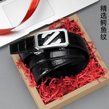 品牌新款皮带男头层牛皮压鳄鱼纹自动扣商务休闲高端腰带时尚百搭