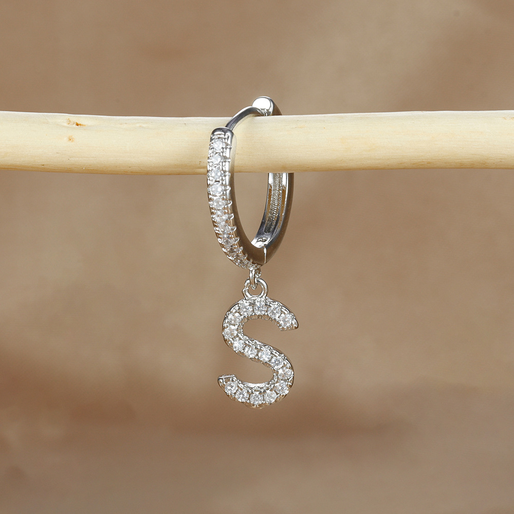 6g Weight Copper Ear Needle Material Zircon Inlay Material Charm Sleeper Hoop Earrings, Drop Earrings Classification 1 Piece Quantity Daily Occasion Copper Material Letter Pattern Unisex Gender Plating Design Casual Style 1 Piece Casual Letter Plating Copper Zircon Drop Earrings 41