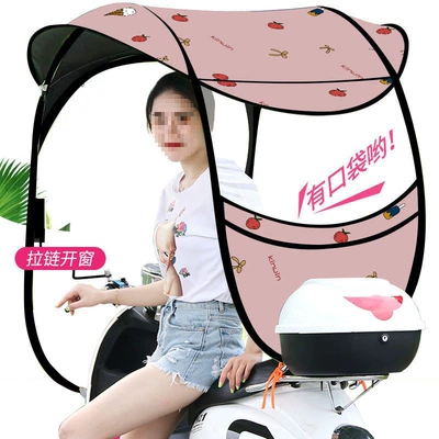 Side Wings, Thickened New – Elektromobil üçün ön şüşə çətiri (günlük) - photographed-with-mirror-10th-generation-pink-ice-strawberry-zipper-front-window-default-item