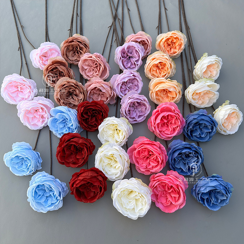 85cm long branch 3 head Austin rose wedding floral decoration wedding simulation Rose 85cm long branch 3 head Austin rose wedding floral decoration wedding simulation Rose