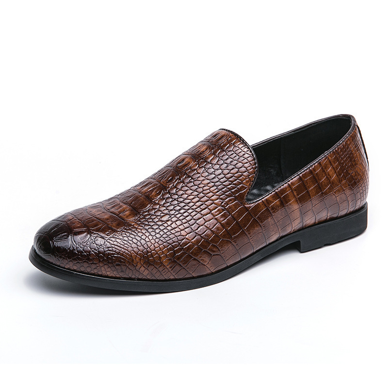Zapatos de cuero de cocodrilo para hombre primavera británico perezoso zapatos de pinza retro negocios casuales novio zapatos de hombre casado image 8