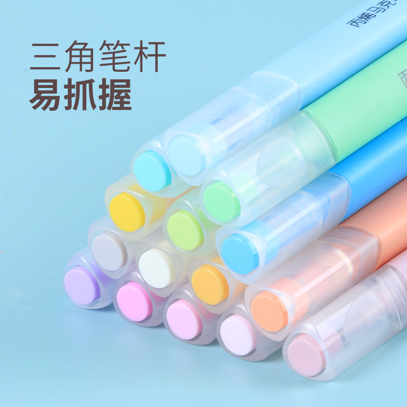 Triángulo de acrílico marcador a base de agua estudiante de primaria 48 colores impermeable color opaco Goka acuarela pluma arte infantil pincel