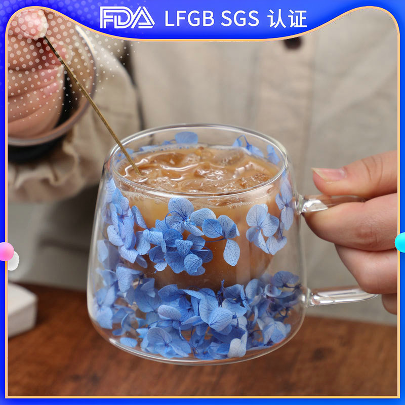 Cross-Border New Trendy Universal Double-Layer Glass Cup, High Aesthetic Value, High Temperature Resistance, Coffee Cup, High Borosilicate Simple Cup