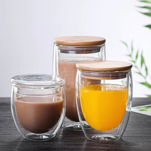 Factory wholesale borosilicate heat-resistant double-layer coffee cup water cup insulated and thermal egg-shaped cup milk cup