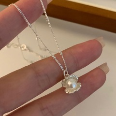 韩版新款贝壳珍珠项链女小众设计感精致百搭叠戴颈链配饰