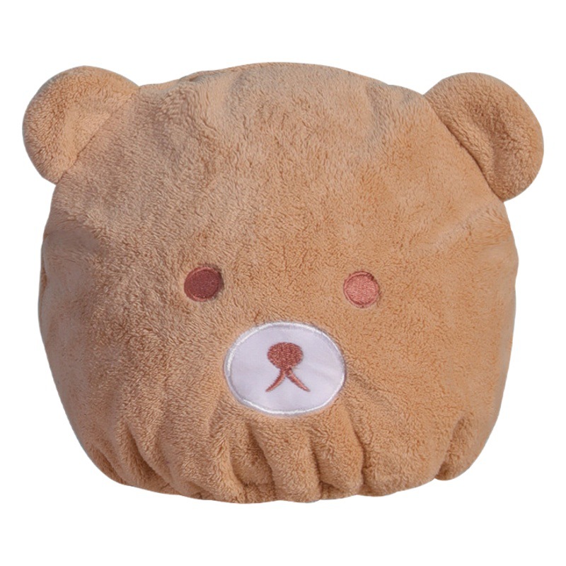 Oso de terciopelo de coral sombrero para secar el cabello toalla absorbente femenina de secado rápido gorro de ducha lindo sombrero de secado del cabello de los niños pañuelo para limpiar la cabeza