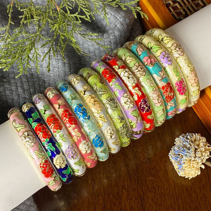 Chinese Landscape Cloisonné Bracelet, Forbidden City Vintage Bracelet, Enamel Color Fine Jade Flower Bracelet, Travel Souvenir