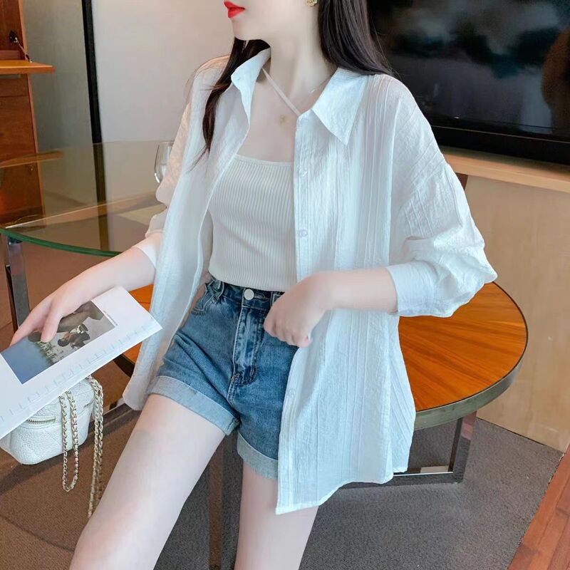 2024 New Ice Silk Chiffon Sun Protection Clothing Women's Summer Loose Drape Texture Thin Cardigan Uv Protection