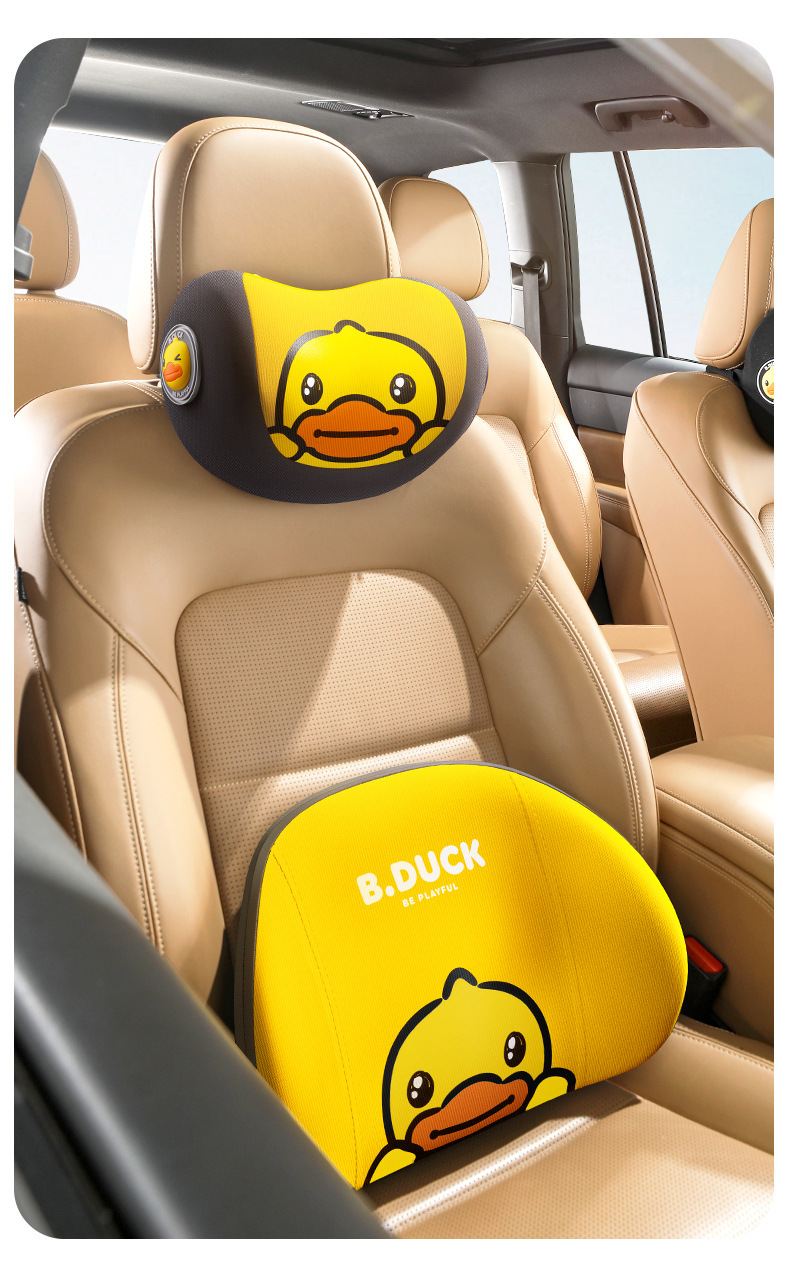 Little Yellow Duck Car Headrest Neck Pillow Car Seat Cushion Cute Cartoon Car Driving Pillow Lumbar Support