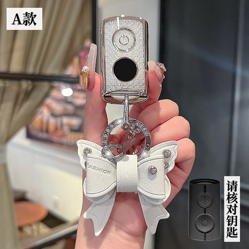 Yamaha 모델 A - 리모콘 2버튼 [크리스탈 화이트 싱글 쉘] + 보우 다이아몬드 버클