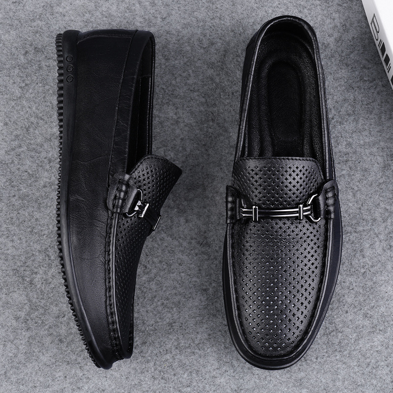 Transmisión en vivo de los zapatos Bean para hombres de cuero transfronterizo de alta calidad zapatos casuales comerciales para hombres huecos transpirables zapatos Bean