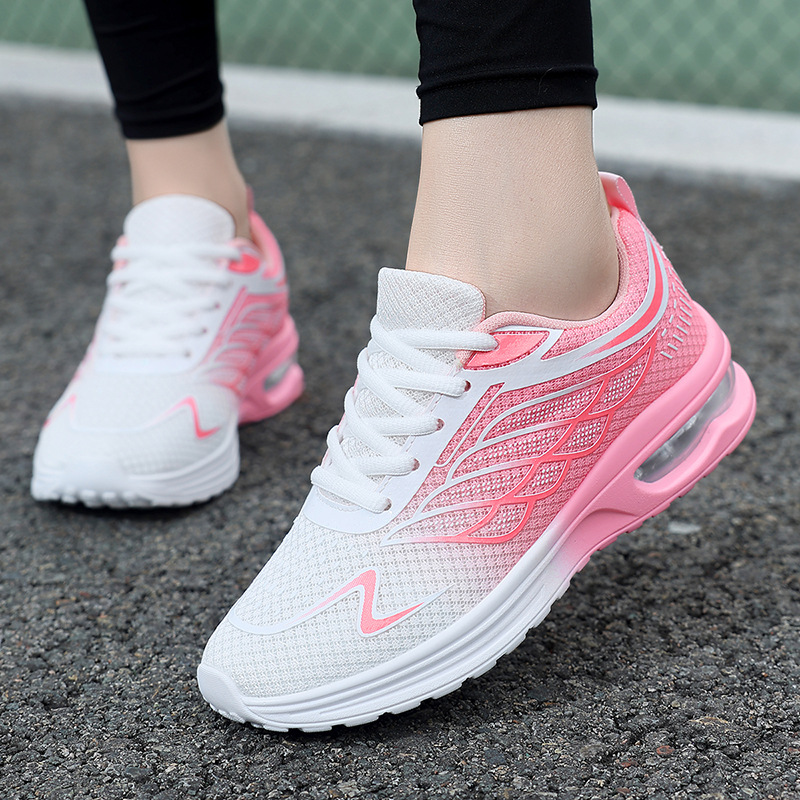 Cross-Border Large Size Women's Shoes Outdoor Mesh Fashion Casual Sports Shoes Color Matching Middle School Students Lightweight Air Cushion Running Shoes for Women