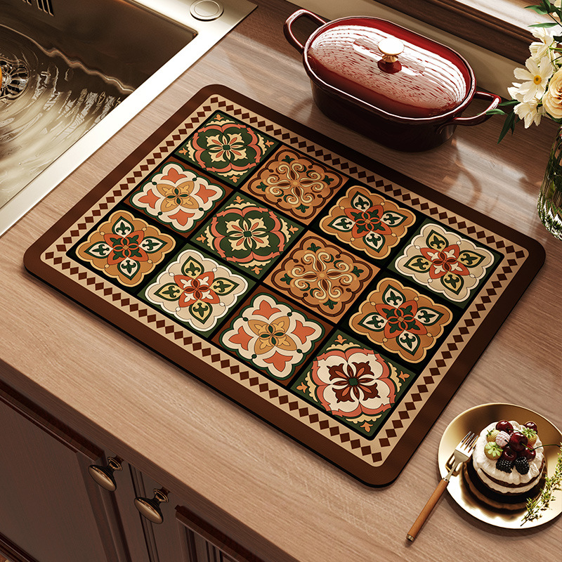 Cross-Border Best-Selling American-Style Drain Mat, Water-Absorbent, Non-Slip Drain Mat, Coffee Machine Mat, Stain-Resistant, Wear-Resistant, Easy-Care Mat