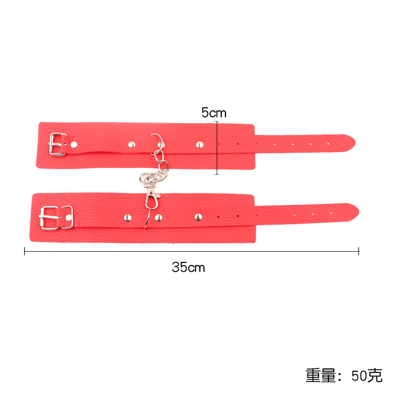 Bondage Kit with Handcuffs, Whip, Gag, Blindfold and Storage Pouch, PU, Pink — detail image 12