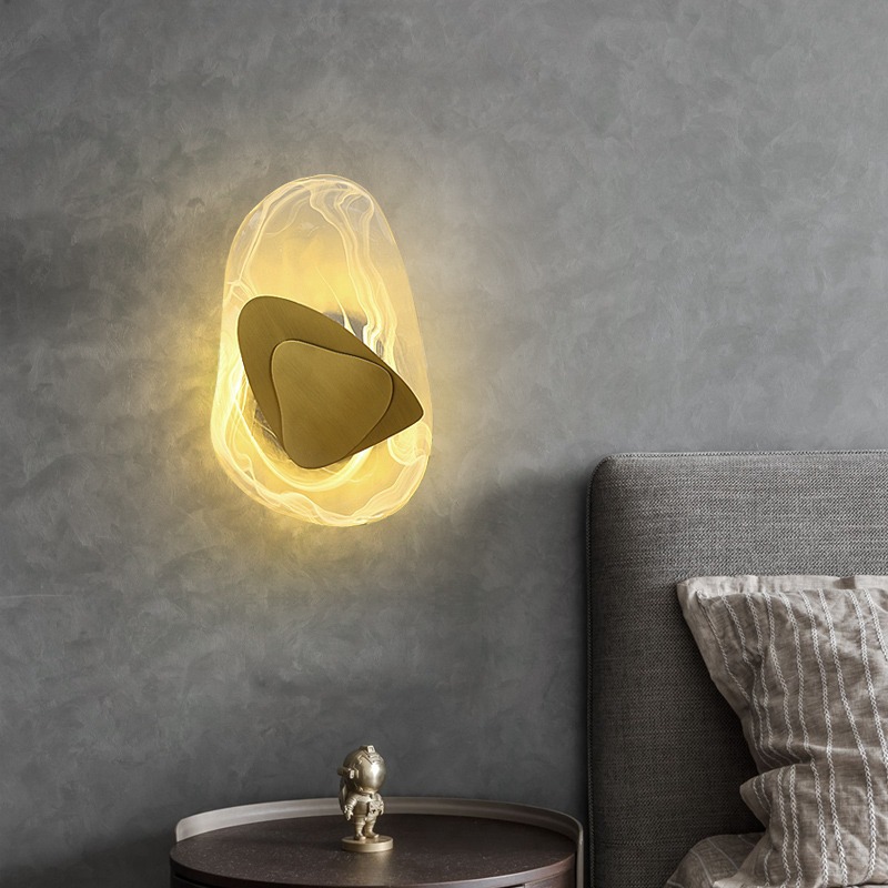 Postmoderno lujo luz de cristal lámpara de pared de hielo sala de estar dormitorio lámpara de cabecera diseñador de fondo creativo lámpara de pared de pasillo
