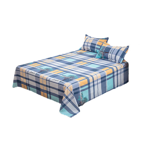 New hot-selling brushed printed single double bed sheet single piece bedding pastoral stripe color quilt manufacturer