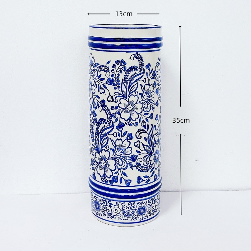 高級感のある新中式レトロな青花磁器の花瓶、フラワーアレンジメント、水栽培の花、リビングルームや玄関の装飾品