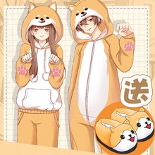 柯基柴犬睡衣卡通连体动漫可爱加厚情侣秋冬家居青年工厂一件代发