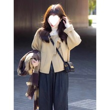 秋季女装2023搭配一整套茶系穿搭高级感法式桔梗外套上衣两件套装