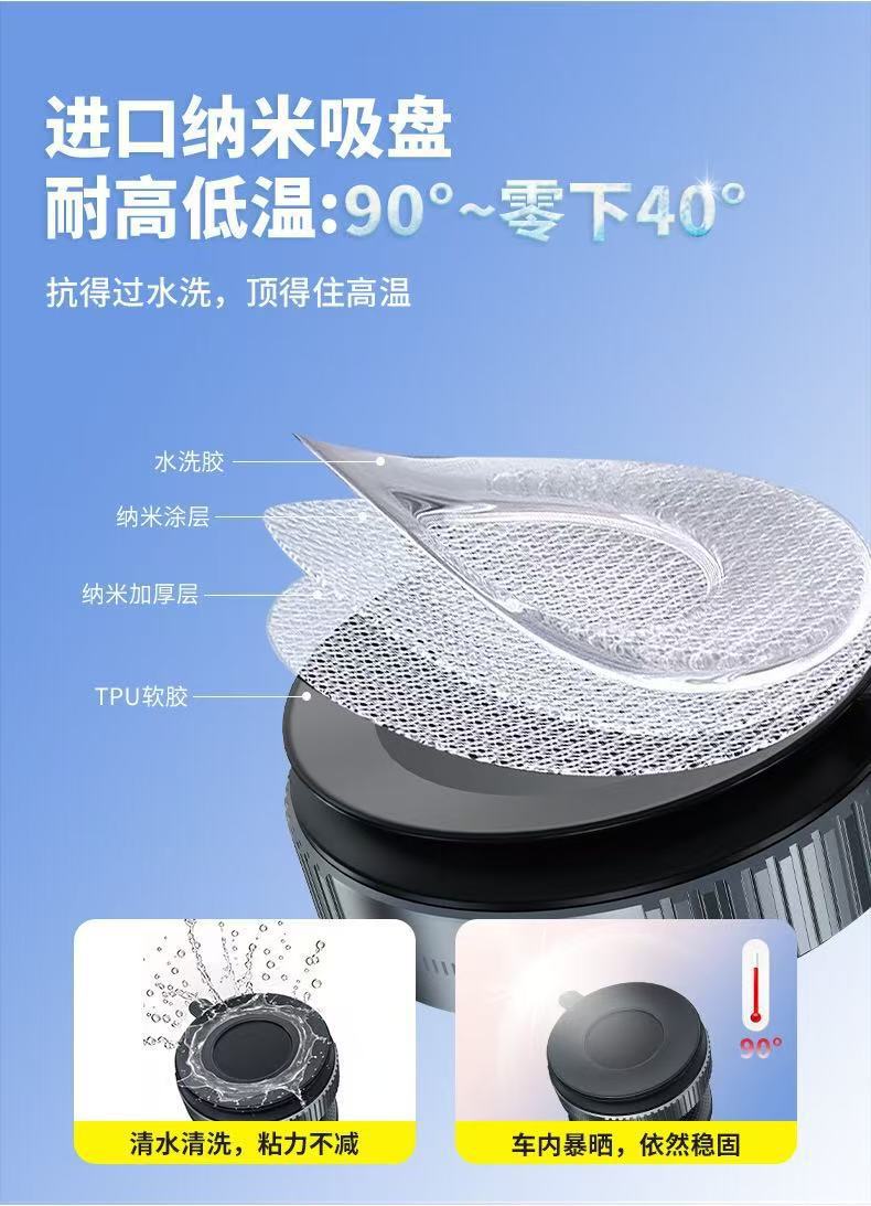 Vacuum Magnetic Adhesive Suction Cup Car Phone Holder In-Car Anti-Shake Navigation Rotating Folding Support Stand Cross-Border