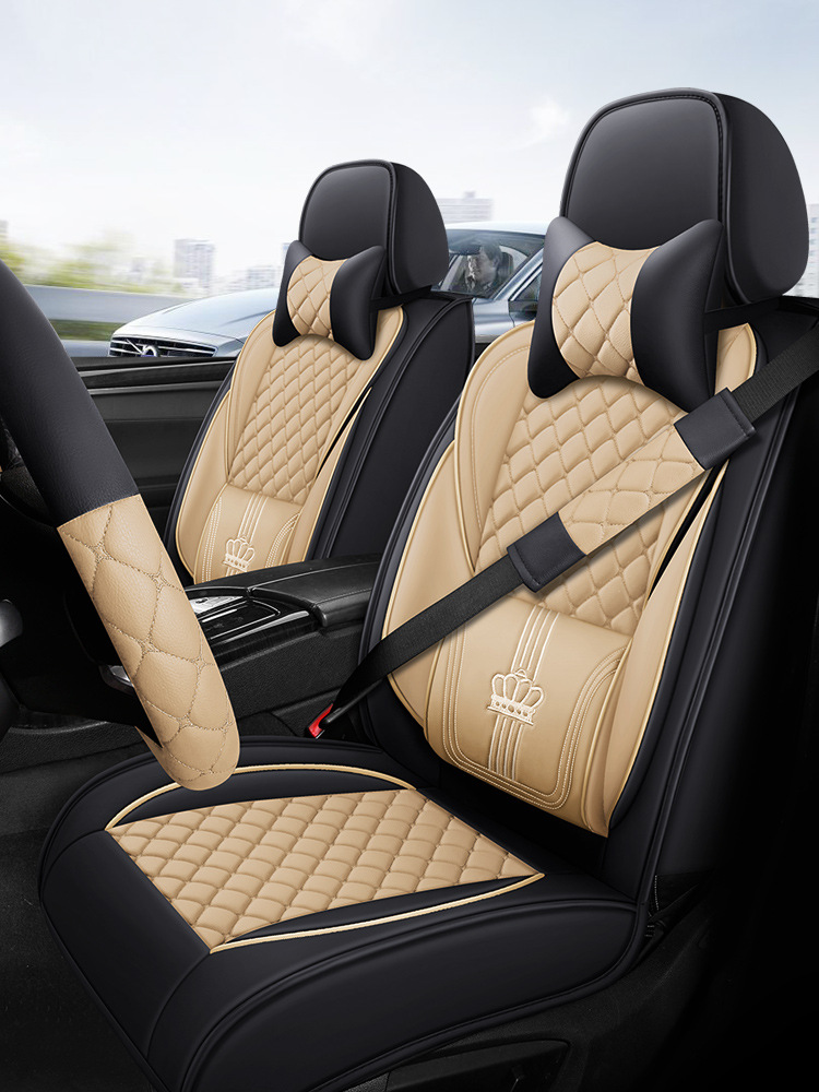 Cushion 5-Seat: Universal Seat cushion, seat cover - black-beige-shoulder-pad