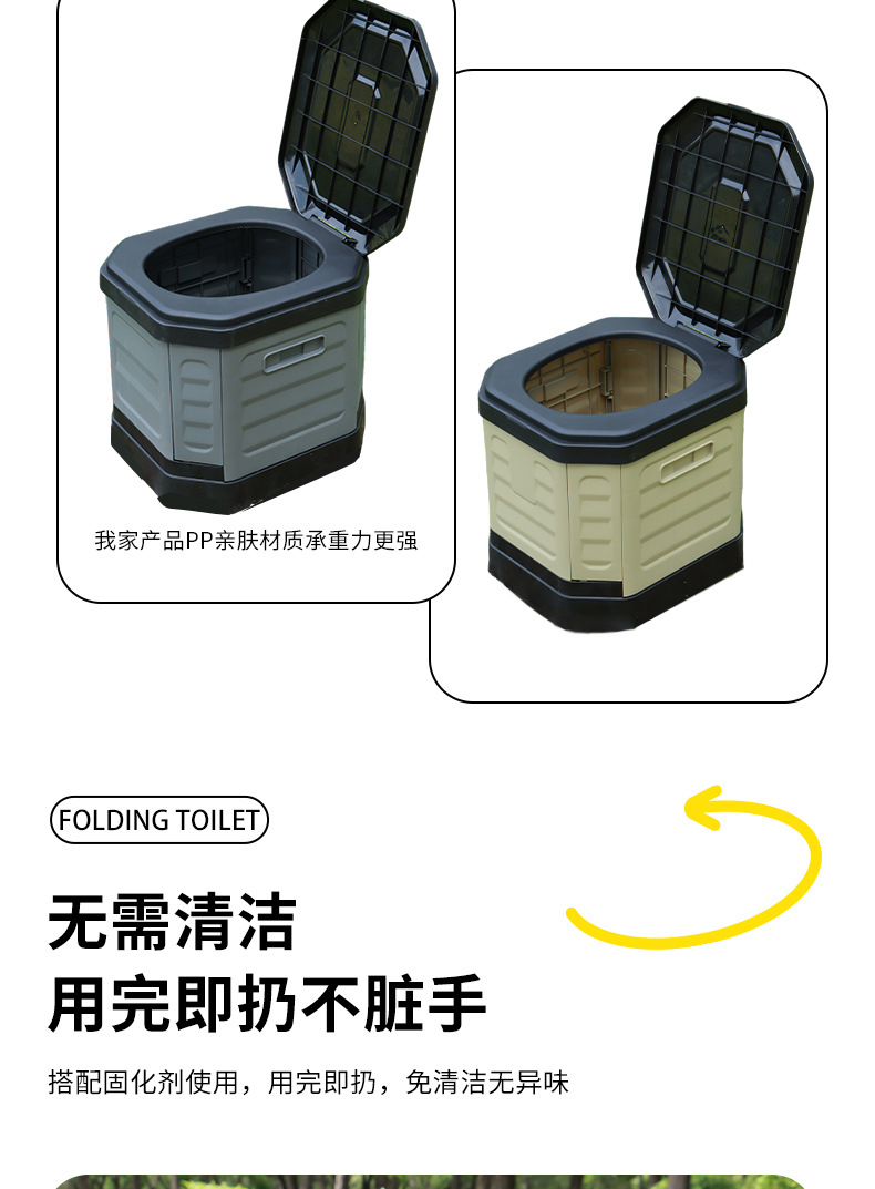 New Folding Toilet for Car Emergency Use, Portable Anti-Odor Outdoor Rv Folding Toilet for Adults