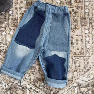 ins2024 spring and summer wunder new boys and girls hand-stitched Denim all-match trousers NY