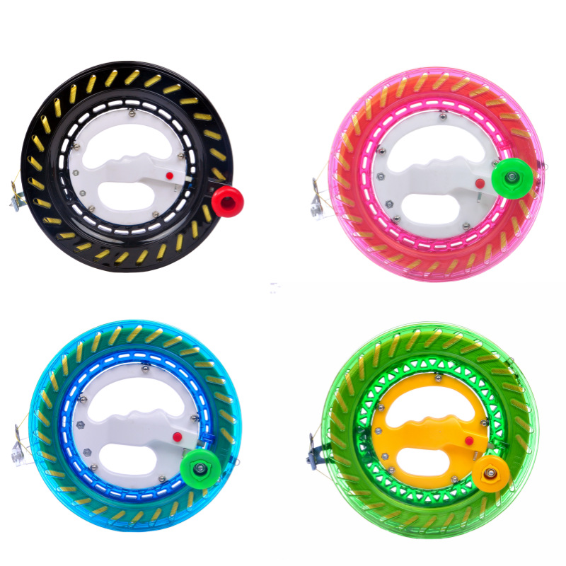 Carrete de cometa con línea al por mayor rueda azul de mano rodamiento de bolas de cristal rueda silenciosa fabricante de equipos de vuelo en stock