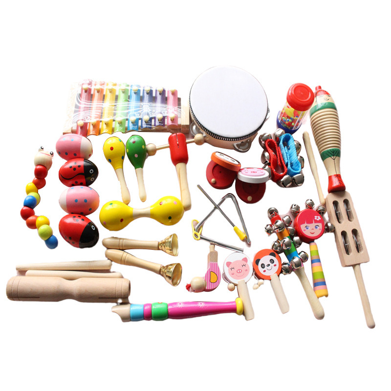 Artesanía de madera instrumento musical infantil jardín de infantes Orff instrumento de percusión juguete pequeño traje de combinación al por mayor recibir 28