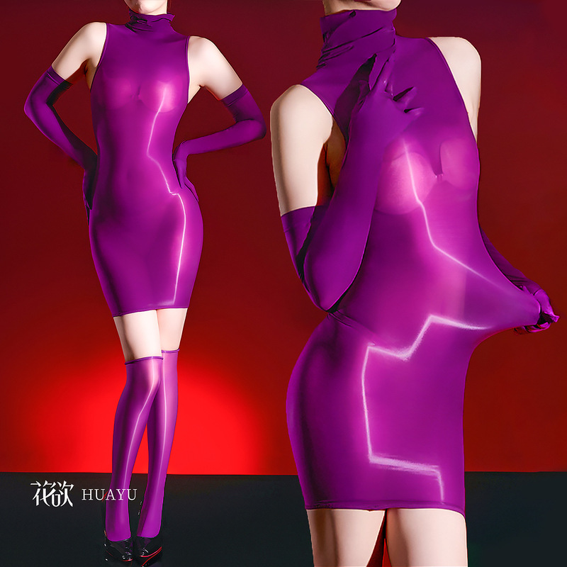 High-neck ultra-thin 5D seamless bodycon skirt, full-body see-through outfit, sexy hot girl five-finger gloves, over-the-knee long stockings High-neck ultra-thin 5D seamless bodycon skirt, full-body see-through outfit, sexy hot girl five-finger gloves, over-the-knee long stockings