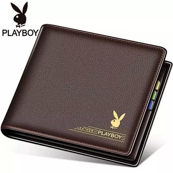 Playboy Brand genuine goods Men's Wallet Short Fashion Stitching Multi Card Banknote Wallet Trendy Ticket Holder