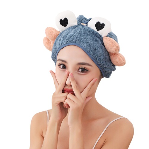Manufacturer wholesale dry hair cap coral velvet eye dry hair cap for women one-piece hair absorbent cartoon animal adult shower cap