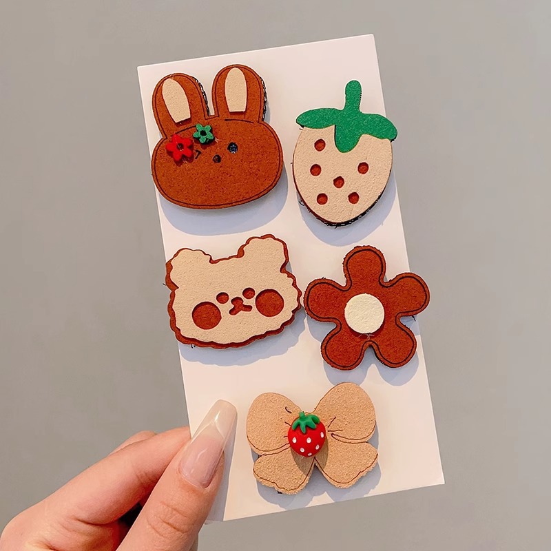 Niños lindos flores de dibujos animados clip para el cabello bebé pequeño clip no lastimar el cabello de la tela de la niña clip de borde de la mejilla